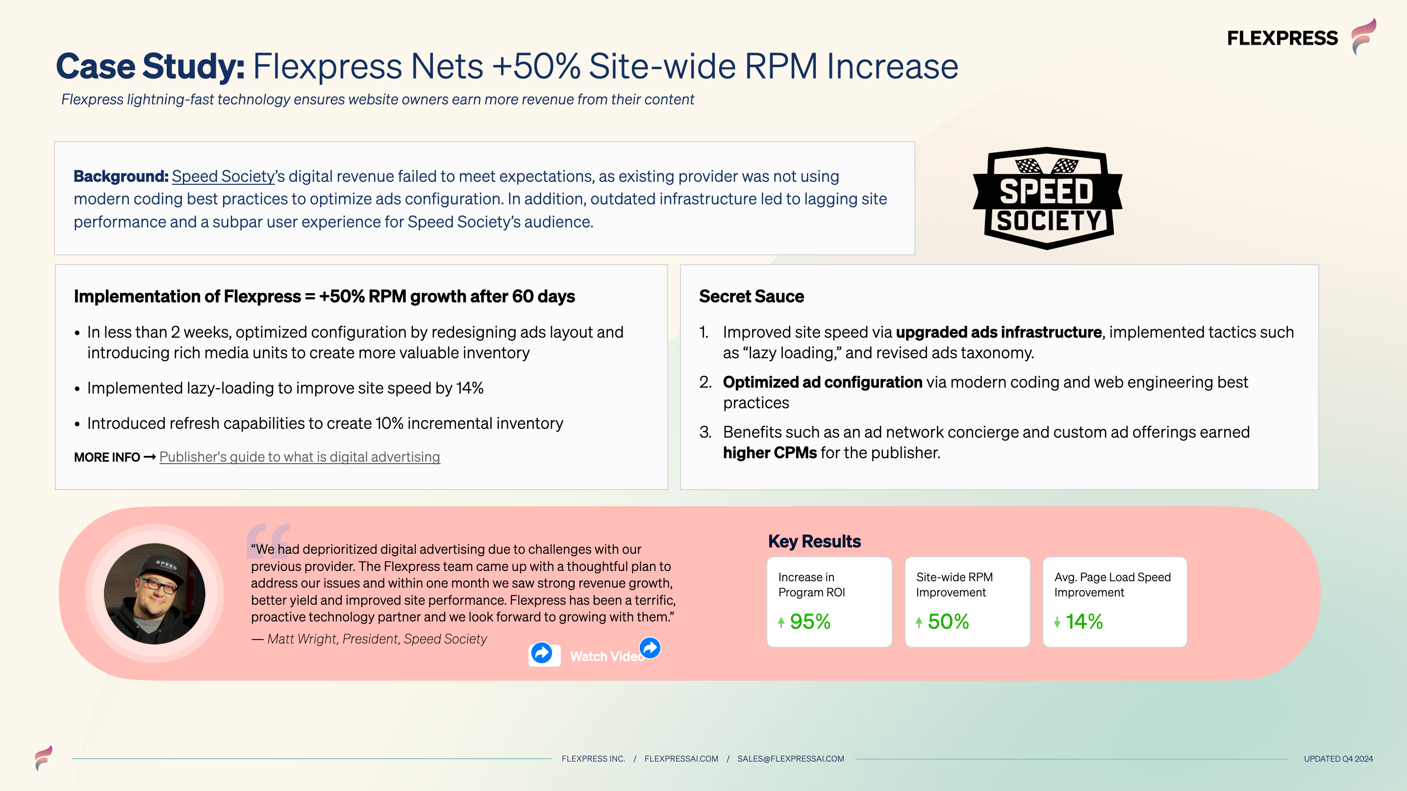Case Study: Flexpress Nets +50% Site-wide RPM Increase